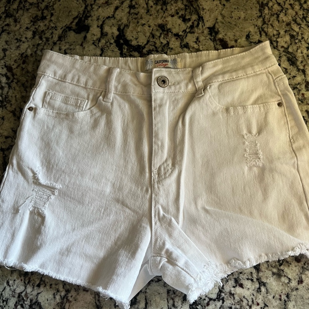 **4 for $20!** White Distressed Women Shorts